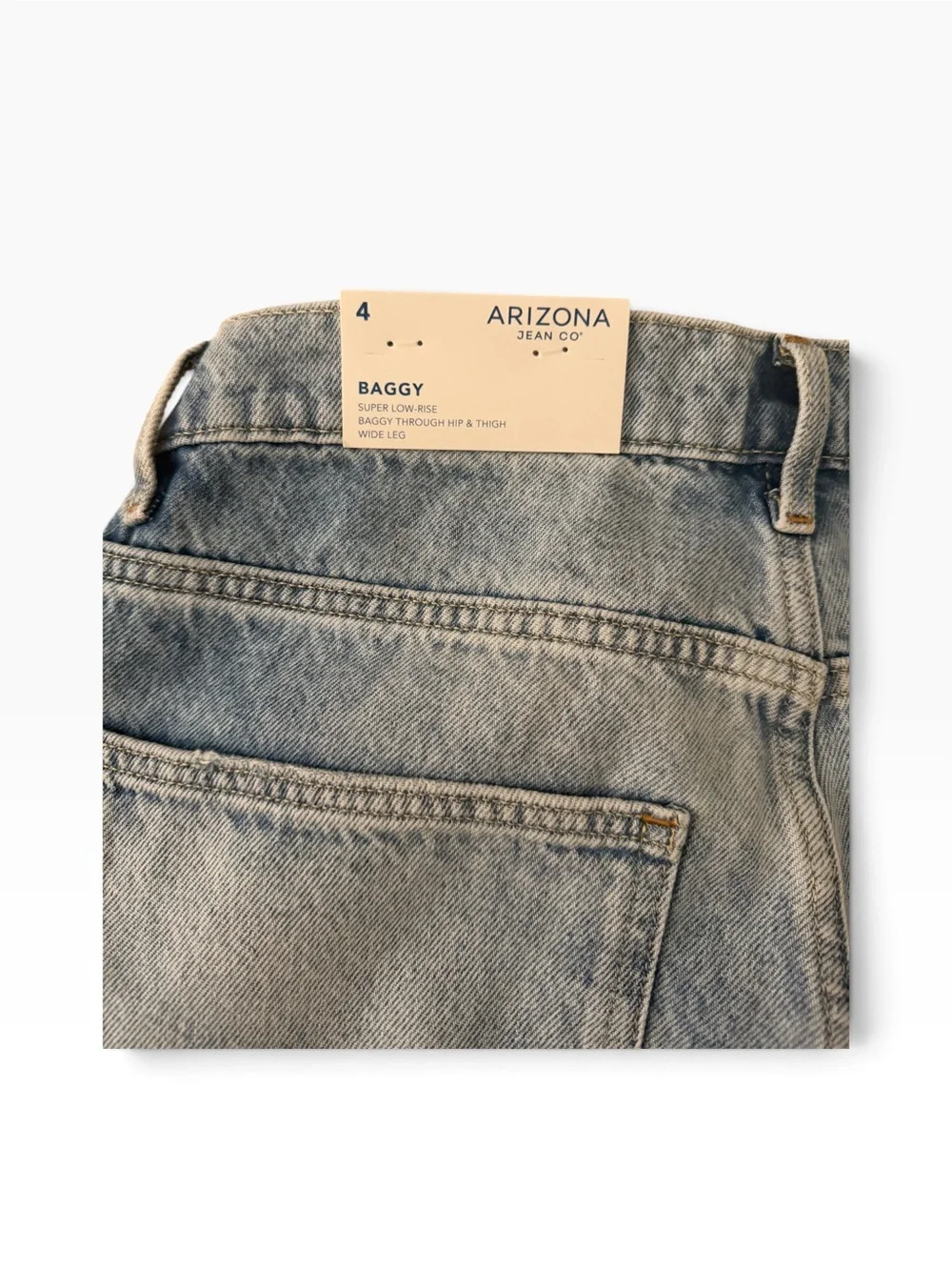 Arizona Jean Co Baggy Super Low Rise Wide Leg Jeans Blue Size 4 NWT